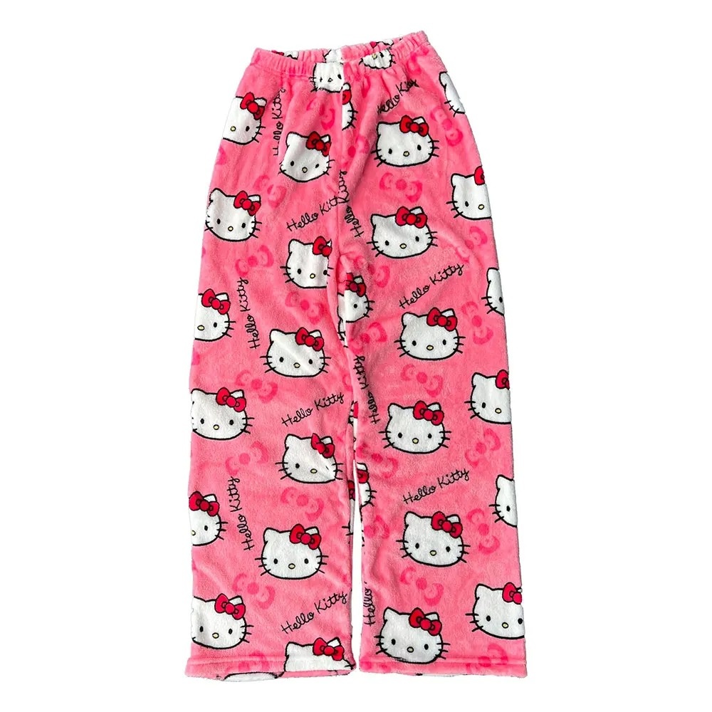 Pantalon Pyjama Femme Kawaii Kitty - Flanelle Douce Hiver, Motifs Anime Mignons, Confort Ultime