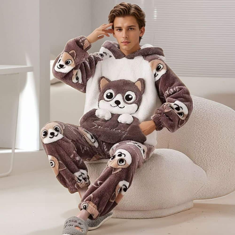 Peluche Pyjama Homme Nounours Pyjama D'hiver Mignon à Capuche Pour Homme •  Tous En Pyjama, image size:1000x1000