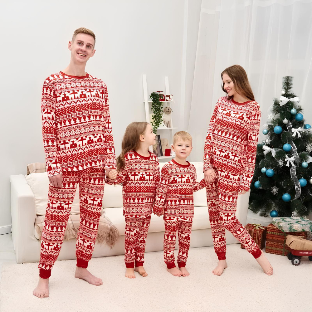 Pyjama de noël pour Couples, tenues assorties pour la famille, vêtements pour mères et enfants, cerf de noël, ensemble de vêtements de famille, hiver 2024  1501
